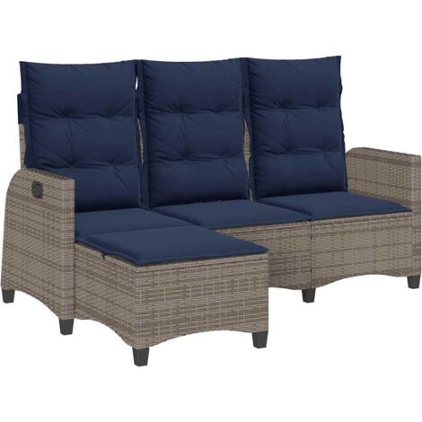 Canapé de jardin  Divan de jardin inclinable coussins forme de L gris polyrotin