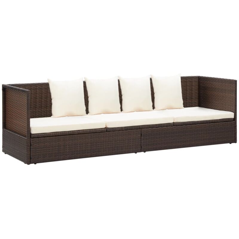 Vidaxl - Canapé de jardin et coussin et oreillers Résine tressée Marron