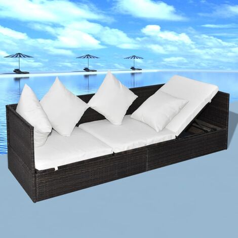 Canapé de jardin et coussin et oreillers Résine tressée Canapé de jardin et coussin et oreillers Résine tressée