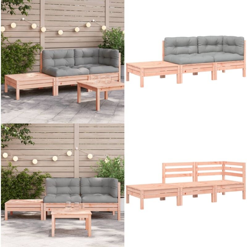 Canapé de jardin et coussins repose-pied bois massif douglas - Canapé Jardin - Mobilier Extérieur - Salon De Jardin - Canapé Deux Places - Bois