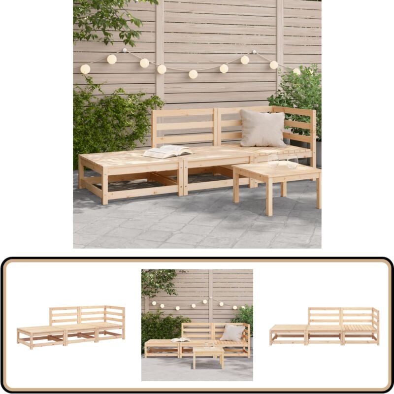 Canapé de jardin et repose-pieds 2 places bois de pin massif - Canapé De Jardin - Mobilier De Jardin - Meubles De Jardin - Canapé Extérieur - Chaise