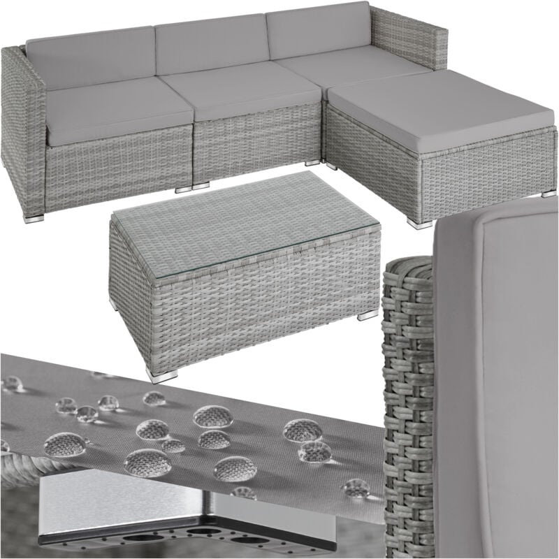 Canapé de jardin florence 4 places - table de jardin, mobilier de jardin, fauteuil de jardin - gris clair/gris foncé