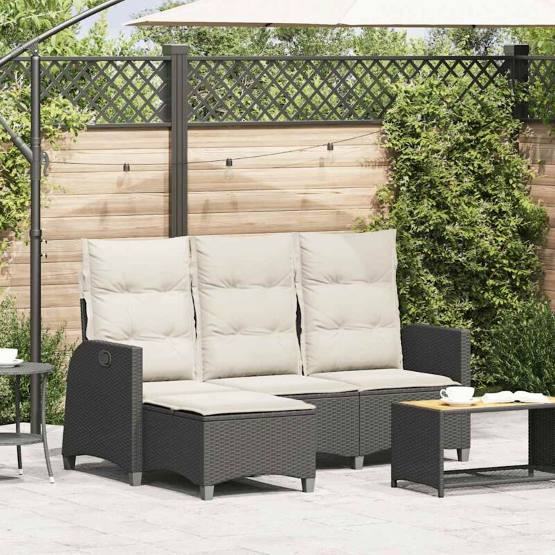 Vidaxl - Canapé de jardin inclinable coussins forme de l noir polyrotin