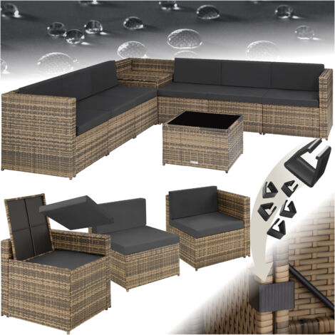 Canapé de jardin lounge pour 6 places en acier marron naturel
