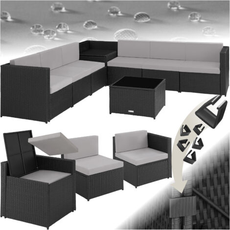 Canapé de jardin lounge pour 6 places en acier noir