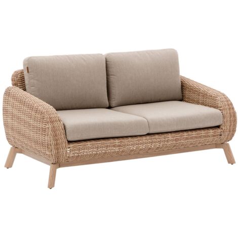 Canapé de jardin Manissa honey & beige 2 places en aluminium et polyester - Hespéride
