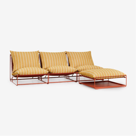 Canapé de jardin modulable 3 pièces Amaro et pouf convertible SKLUM Jaune miel - Rouge Argile