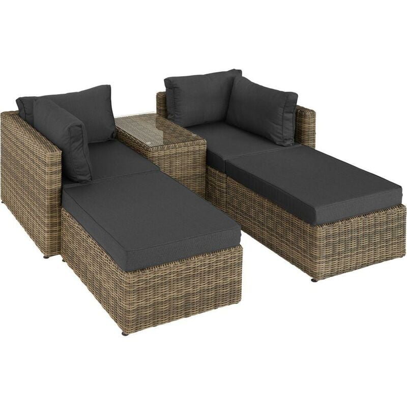 Canapé de jardin meuble modulable marron naturel - Marron