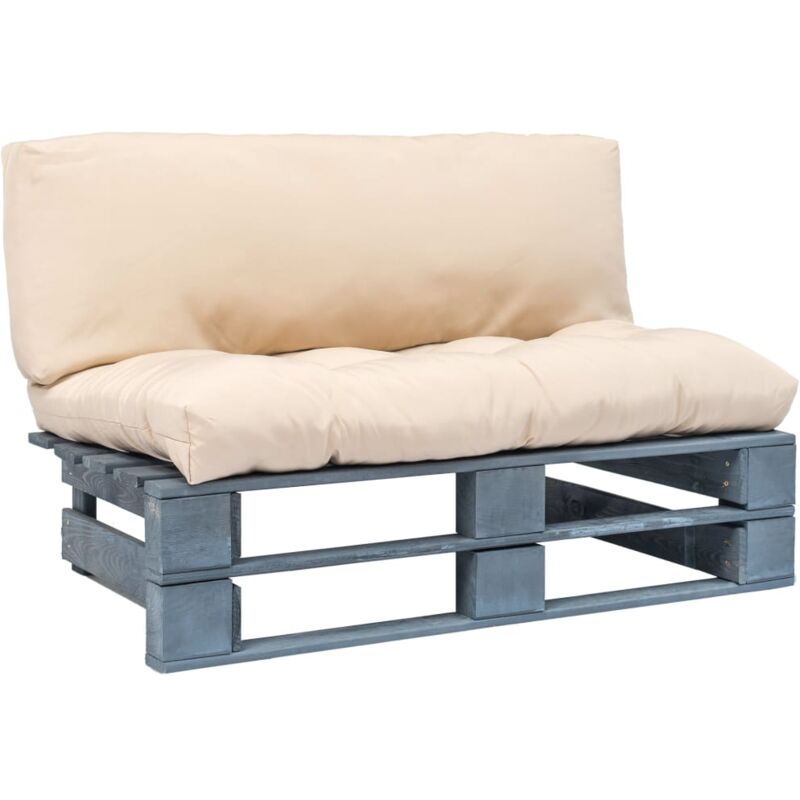 Canapé de jardin palette avec coussins sable Pinède