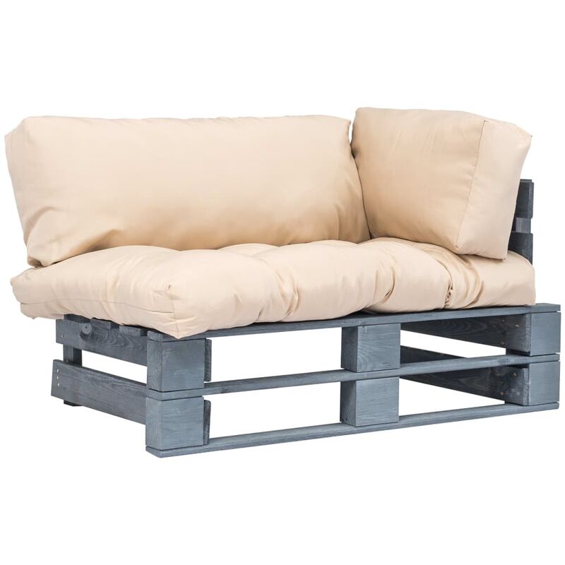 Canape de jardin palette avec coussins sable Pinede