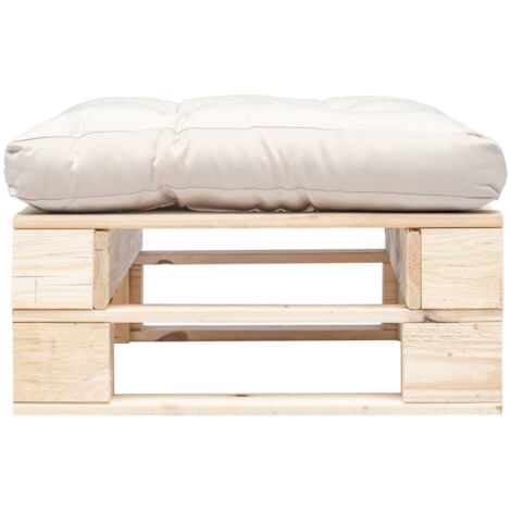 Canapé de jardin palette Canapé Repose-pied relax - et coussin sable Bois naturel BV264239 - BonneVie