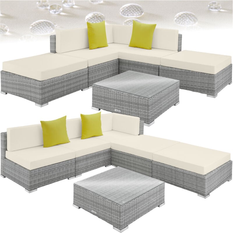 Canapé de jardin PARIS modulable 5 places - table de jardin, mobilier de jardin, fauteuil de jardin - gris clair