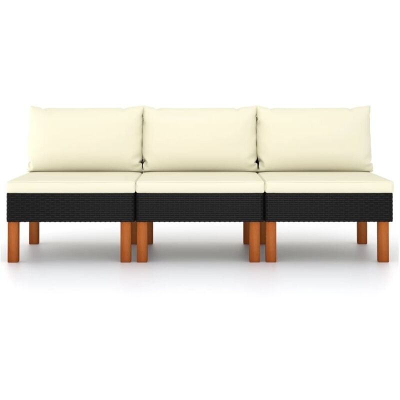 Vidaxl - Canapés centraux 3 pcs Résine tressée et bois d'eucalyptus