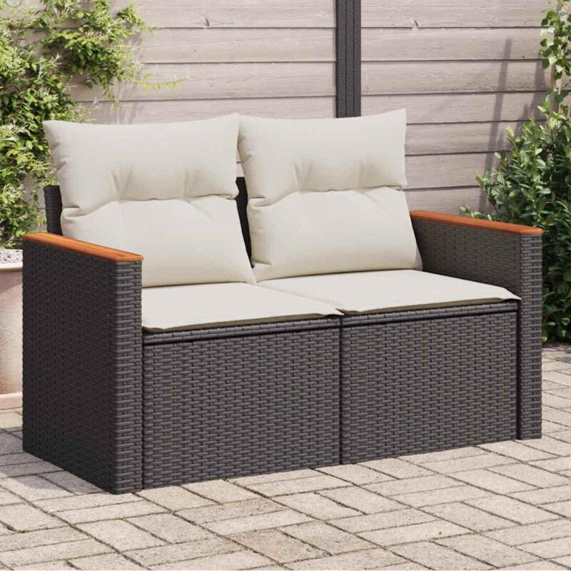 Maisonchic - Canapé de jardin, Salon de jardin, canapé relax avec coussins 2 places noir résine tressée togp20455 design in
