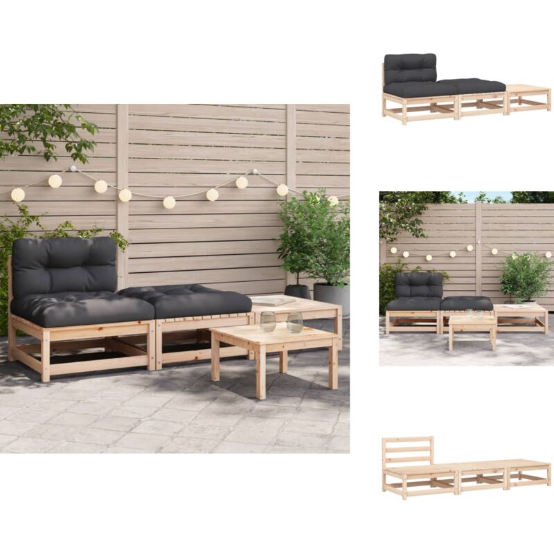 Canapé de jardin sans accoudoirs avec coussins et repose-pieds - Canapé De Jardin - Mobilier De Jardin - Ensemble Salon De Jardin - Canapé Extérieur