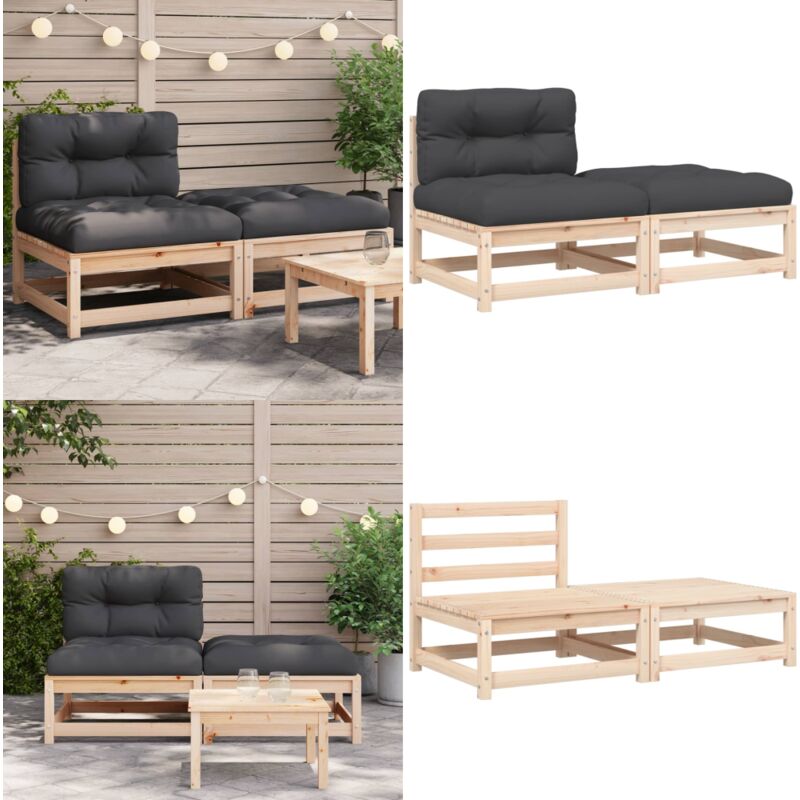Canapé de jardin sans accoudoirs avec coussins et repose-pieds - Canapé De Jardin - Mobilier De Jardin - Meubles De Jardin - Ensemble Salon De Jardin