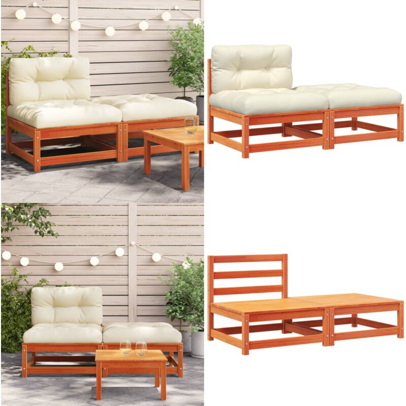 Canapé de jardin sans accoudoirs avec coussins et repose-pieds - Canapé De Jardin - Mobilier Extérieur - Salon De Jardin - Ensemble De Salon De