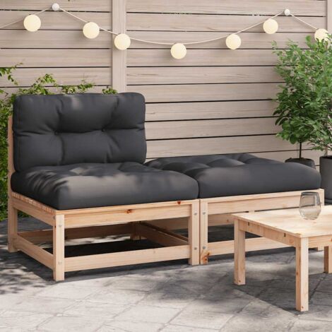 Canapé de jardin sans accoudoirs avec coussins-Salon de jardin Sofa extérieur et repose-pieds 242087
