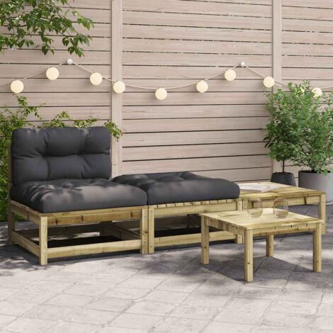 Canapé de jardin sans accoudoirs avec coussins-Salon de jardin Sofa extérieur et repose-pieds 576649