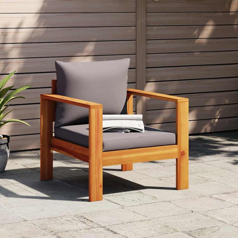 Chaise de jardin avec coussins bois massif d'acacia