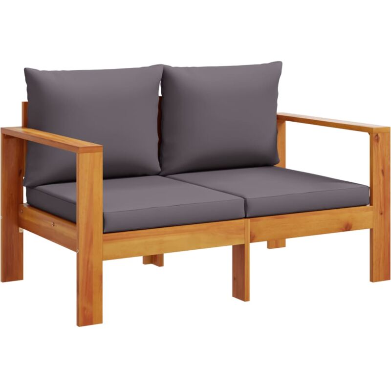 Canapé de jardin avec coussins 2 places bois massif d'acacia - Vidaxl