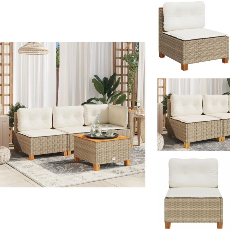 Canapé de jardin sans accoudoirs coussins beige résine tressée - Canapé De Jardin - Canapés De Jardin - Canapé D'extérieur - Canapé De Patio