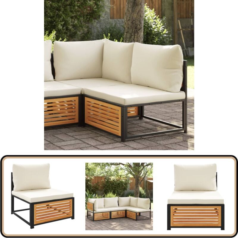 Vidaxl - Canapé de jardin sans accoudoirs coussins bois massif d'acacia - Canapé De Jardin - Meuble De Jardin - Salon De Jardin - Acacia - Design
