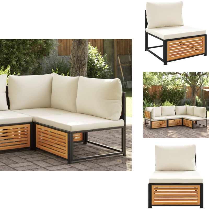 Canapé de jardin sans accoudoirs coussins bois massif d'acacia - Canapé De Jardin - Meuble De Jardin - Salon De Jardin - Acacia - Design Moderne