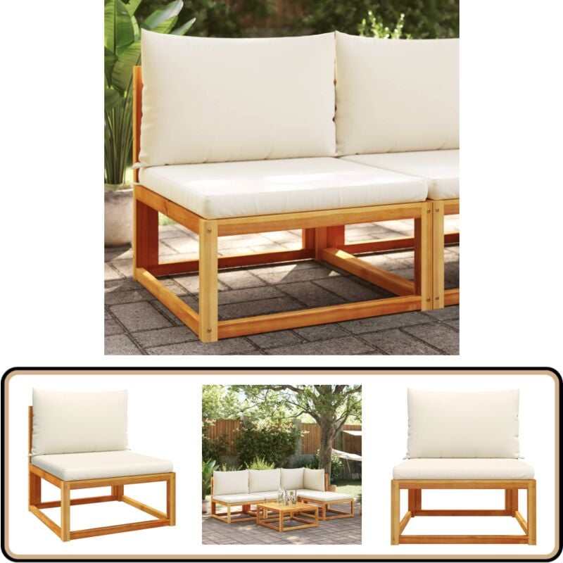 Canapé de jardin sans accoudoirs coussins bois massif d'acacia - Canapé De Jardin - Salon De Jardin - Mobilier De Jardin - Meubles De Jardin - Acacia