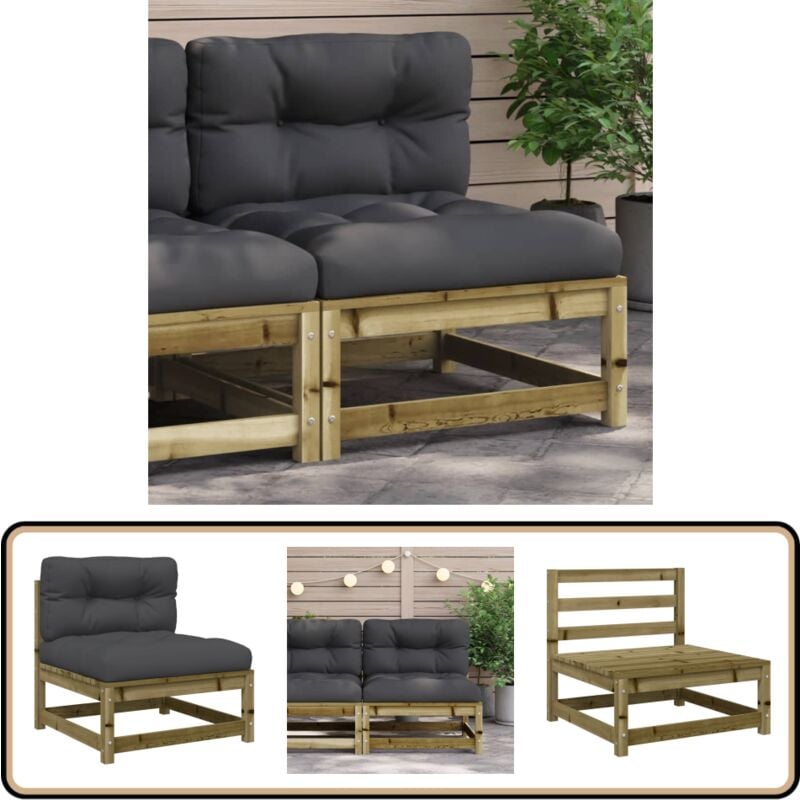 Canapé de jardin sans accoudoirs et coussins bois pin imprégné - Canapé De Jardin - Mobilier De Jardin - Canapé Extérieur - Meubles De Jardin
