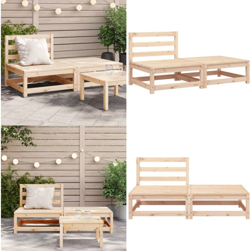 Canapé de jardin sans accoudoirs repose-pieds bois pin massif - Canapé De Jardin - Mobilier De Jardin - Canapé Extérieur - Chaise Longue - Ensemble