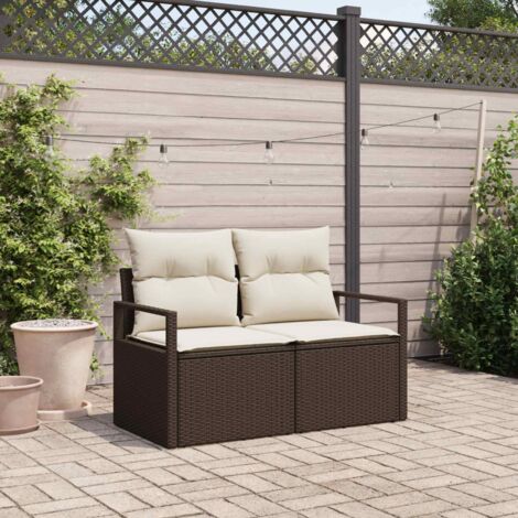 Canapé de jardin-Sofa d'extérieur avec coussin 120 x 62 x 69 cm polyrotin 426879