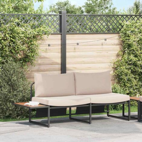 Canapé de jardin-Sofa d'extérieur avec coussin Taupe 200,5 x 70 x 85,5 cm Acier