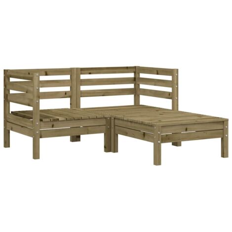Canapé de jardin，Canapé d'extérieur，Sofa de jardin 2 places avec repose-pieds bois pin imprégné CFW315303