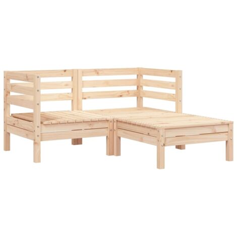 Canapé de jardin，Canapé d'extérieur，Sofa de jardin 2 places et repose-pied bois pin massif CFW358692