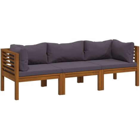 Canapé de jardin，Canapé d'extérieur，Sofa de jardin à 3 places avec coussin Bois d'acacia massif CFW176596