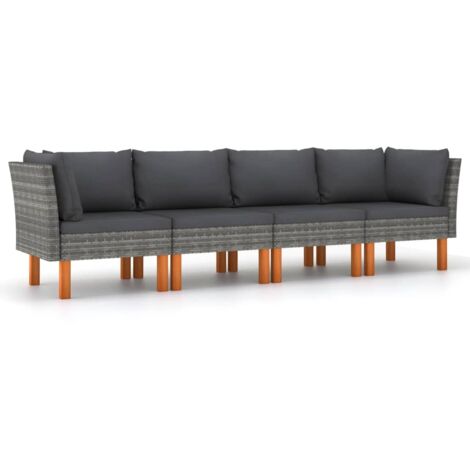 Canapé de jardin，Canapé d'extérieur，Sofa de jardin à 4 places avec coussins Gris Résine tressée CFW358448