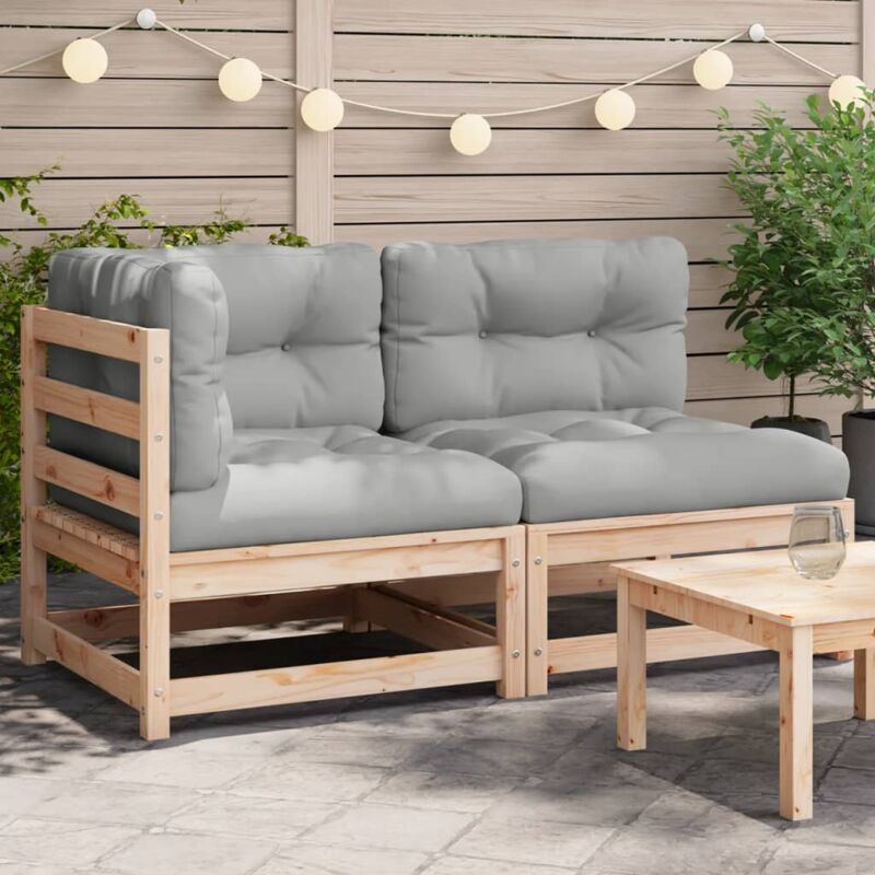Canapé de jardin,Canapé d'extérieur,Sofa de jardin avec coussins 2 places bois de pin massif CFW40064