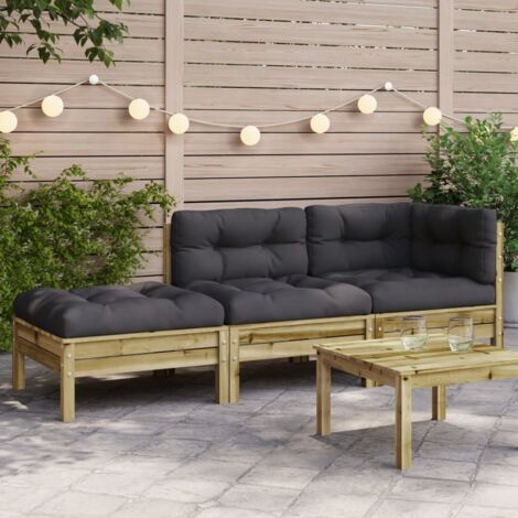 Canapé de jardin,Canapé d'extérieur,Sofa de jardin avec coussins et repose-pied 2 places CFW27746