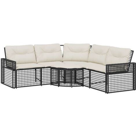 Canapé de jardin，Canapé d'extérieur，Sofa de jardin et coussins et repose-pied en forme de L rotin CFW770074