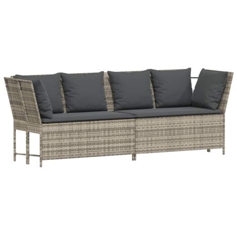 Canapé de jardin，Canapé d'extérieur，Sofa de jardin et coussins gris clair résine tressée CFW158218