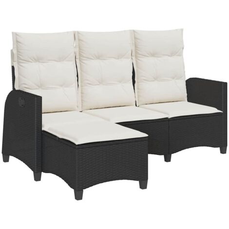Canapé de jardin,Canapé d'extérieur,Sofa de jardin inclinable coussins forme de L noir polyrotin CFW561836