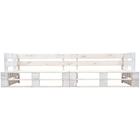Canapé de jardin，Canapé d'extérieur，Sofa de jardin palette 2 places blanc bois CFW257335