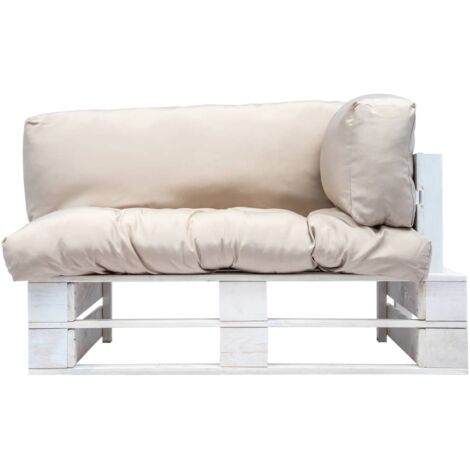 Canapé de jardin，Canapé d'extérieur，Sofa de jardin palette avec coussins sable pinède CFW934016