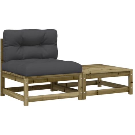 Canapé de jardin，Canapé d'extérieur，Sofa de jardin sans accoudoirs avec coussins et repose-pieds CFW616824