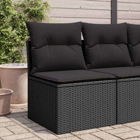 Canapé de jardin，Canapé d'extérieur，Sofa de jardin sans accoudoirs coussins noir résine tressée CFW60179