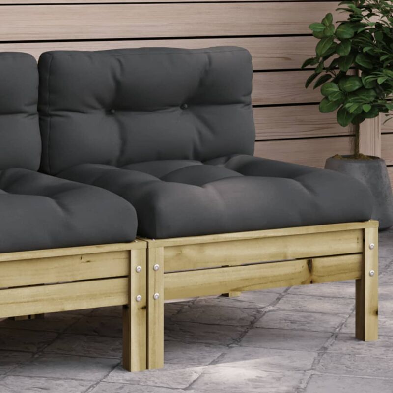 Canapé de jardin,Canapé d'extérieur,Sofa de jardin sans accoudoirs et coussins bois pin imprégné CFW74332