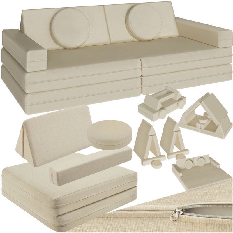 Canapé de jeu lilly 8 pièces, avec fonction couchage - 160 cm, beige