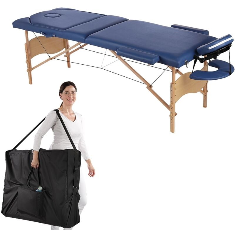 Canapé de massage mobile 3 zones, banc de massage pliable, bleu M01
