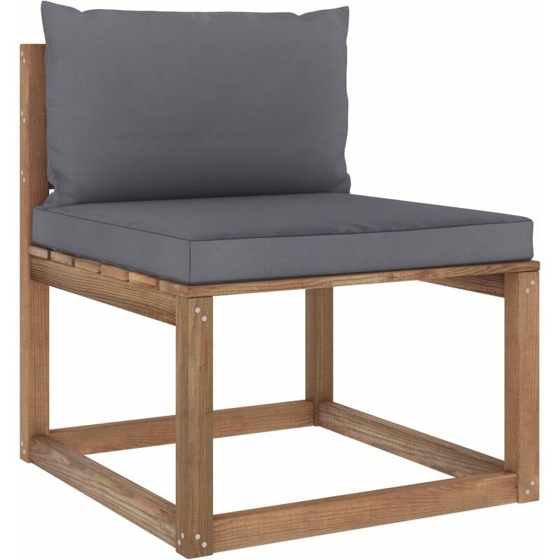 Canapé de milieu palette de jardin avec coussins anthracite